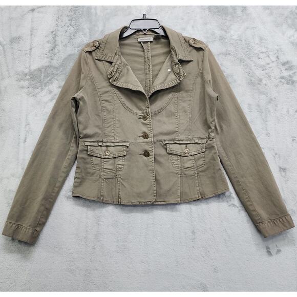 DKNY Petites Jacket Womens L Army Green Military Utility Button Front Grunge Y2K - Picture 2 of 13